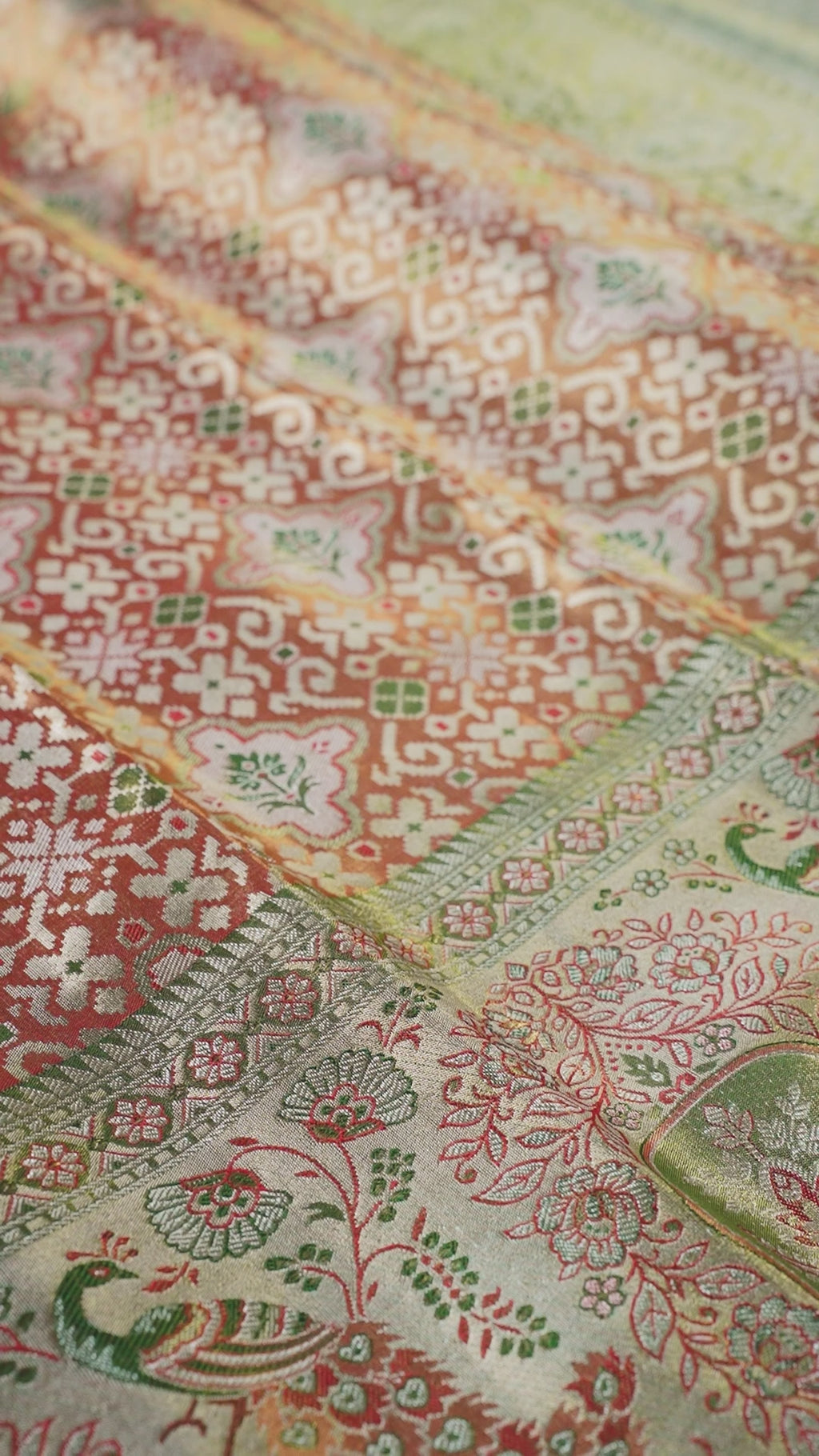 Orange Pure Silk Kanchipuram Pattu Saree with Green Border