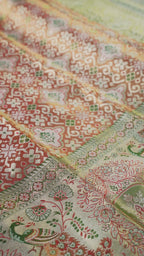 Orange Pure Silk Kanchipuram Pattu Saree with Green Border