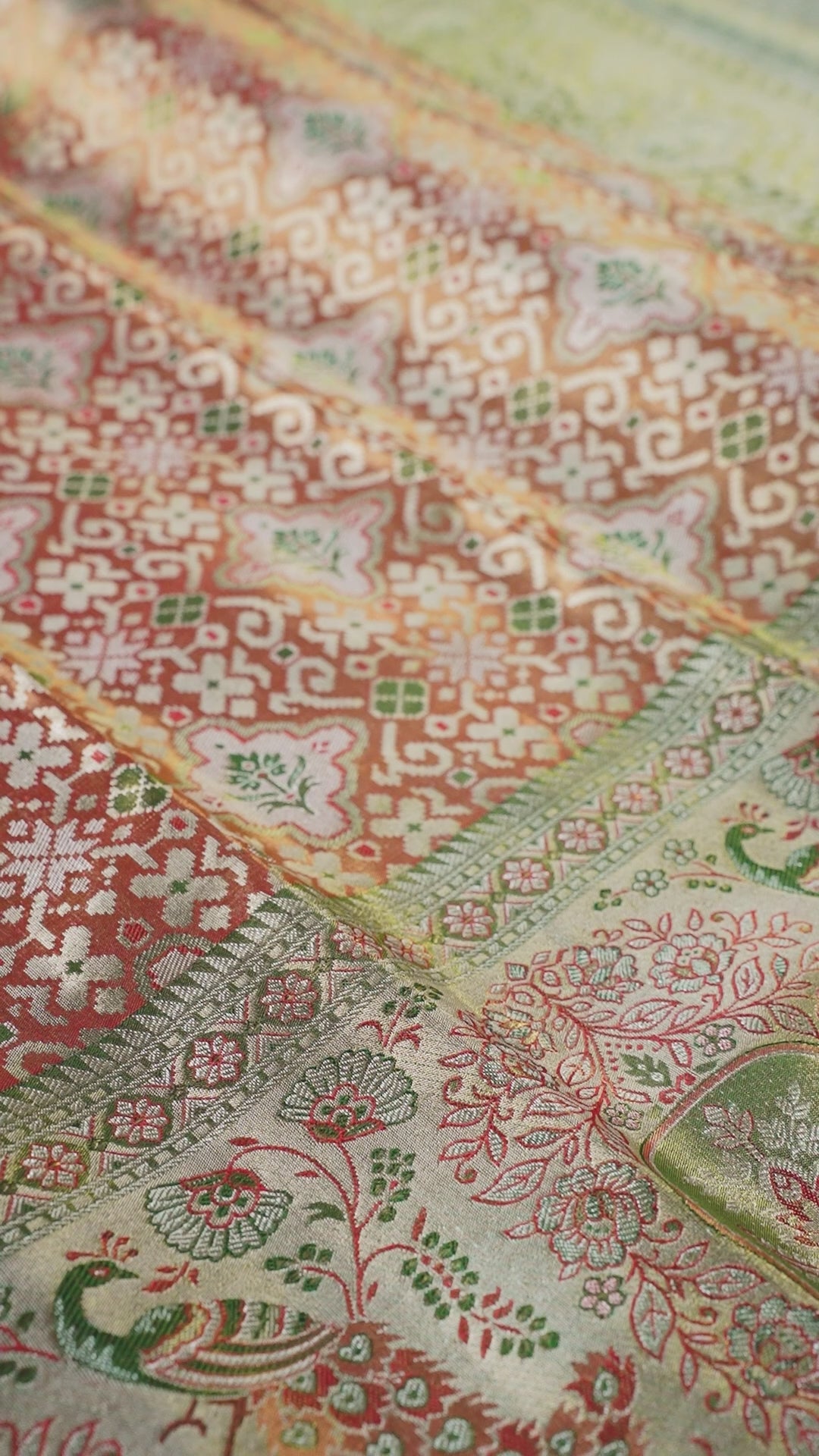 Orange Pure Silk Kanchipuram Pattu Saree with Green Border