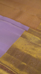 Lavender Pure Silk Kanchipuram Pattu Saree with Gold Border