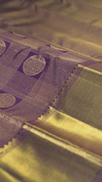 Violet Pure Silk Kanchipuram Pattu Saree with Gold Border