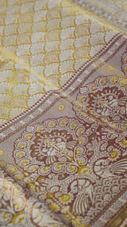 Gold Pure Silk Kanchipuram Pattu Saree with Contrast Border