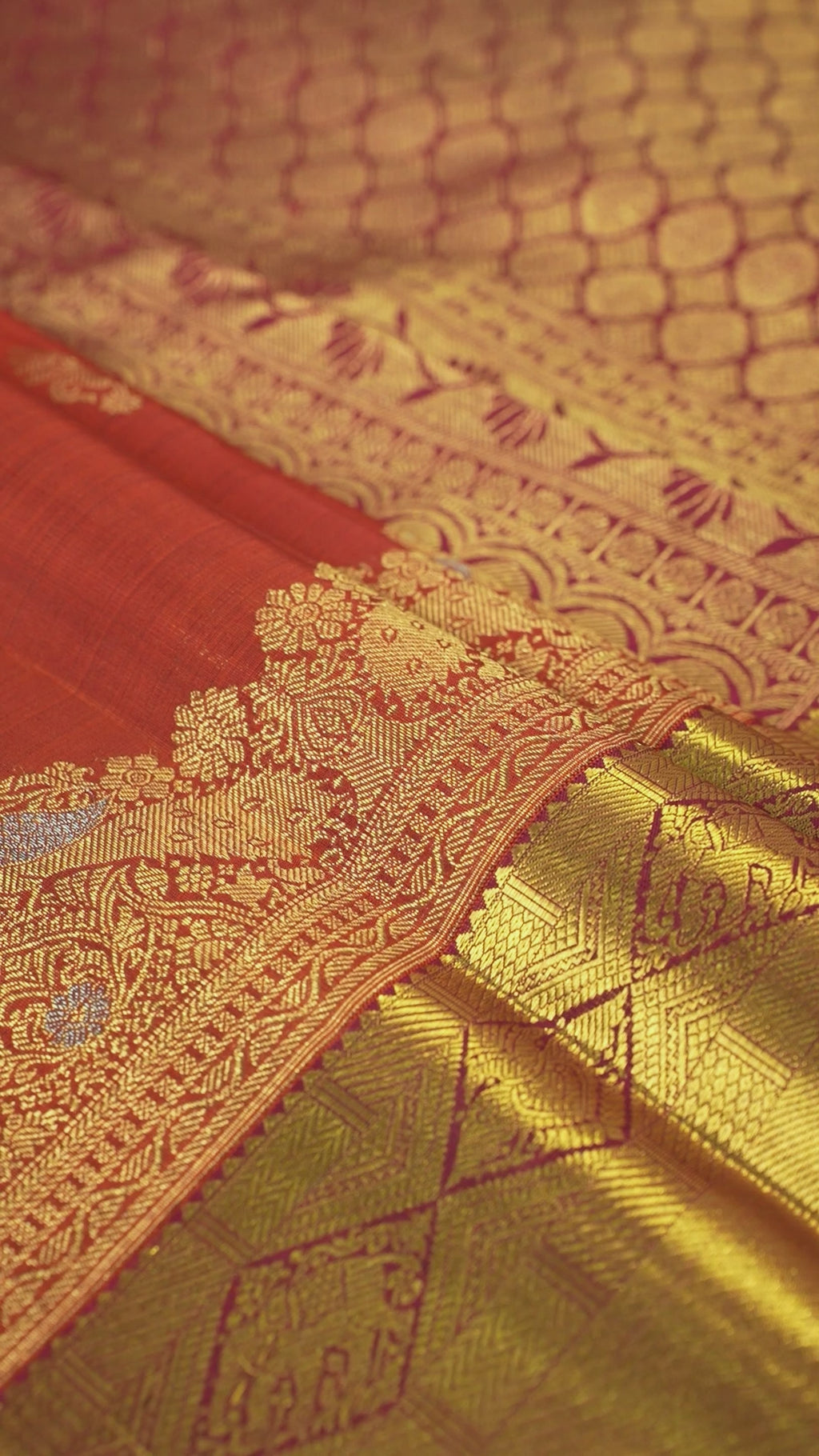 Rust Pure Silk Kanchipuram Pattu Saree with Maroon Border