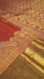 Rust Pure Silk Kanchipuram Pattu Saree with Maroon Border
