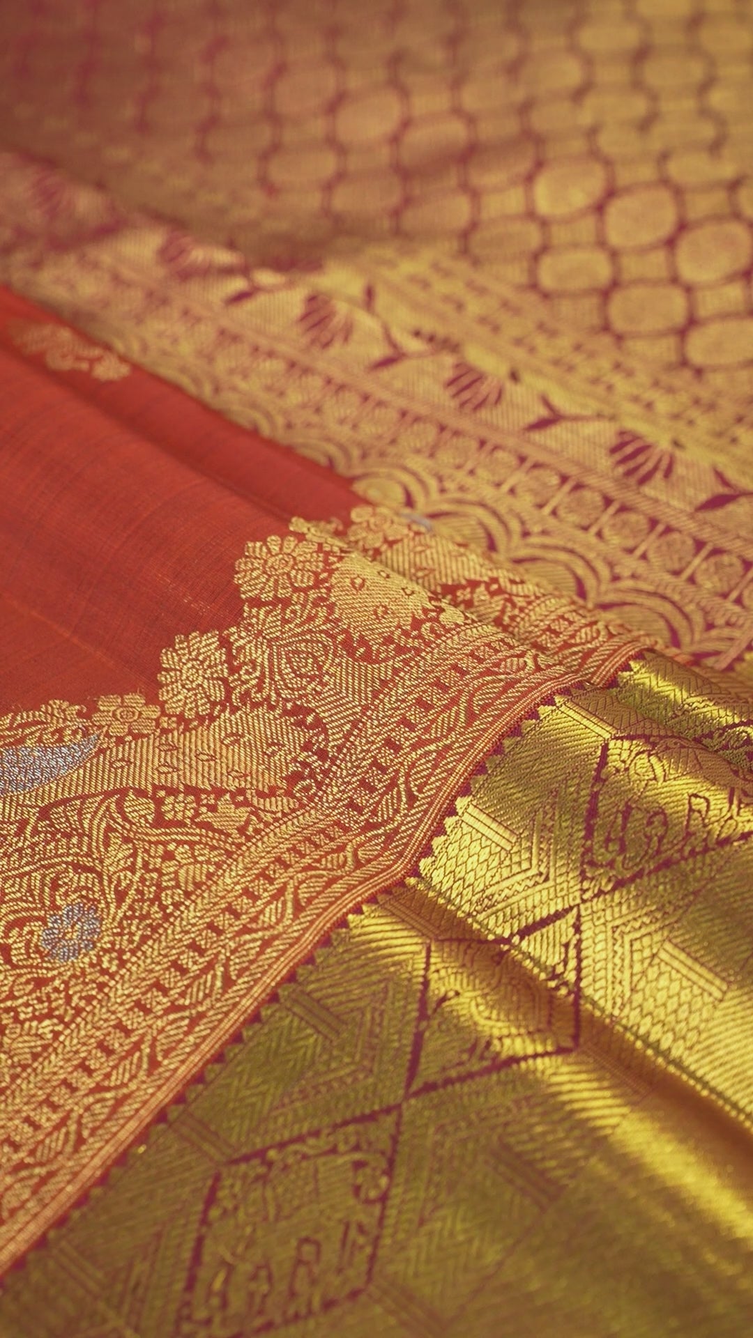 Rust Pure Silk Kanchipuram Pattu Saree with Maroon Border