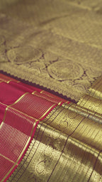 Red Pure Silk Kanchipuram Pattu Saree with Chocolate Border