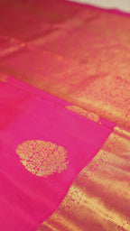 Roja Pink Pure Silk Kanchipuram Pattu Saree with Roja Pink Border