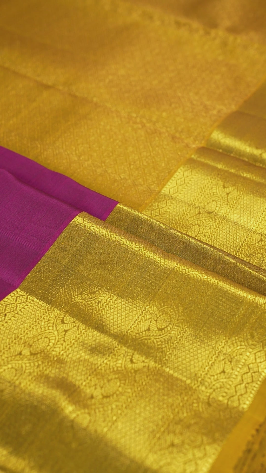 Magenta Pure Silk Kanchipuram Pattu Saree with Gold Border