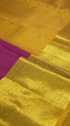 Magenta Pure Silk Kanchipuram Pattu Saree with Gold Border