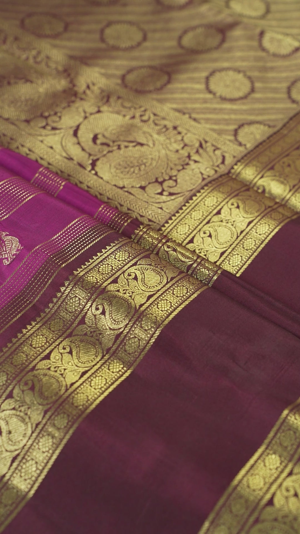 Rani Pink Pure Silk Kanchipuram Pattu Saree with Chocolate Border