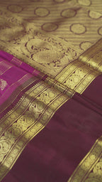 Rani Pink Pure Silk Kanchipuram Pattu Saree with Chocolate Border