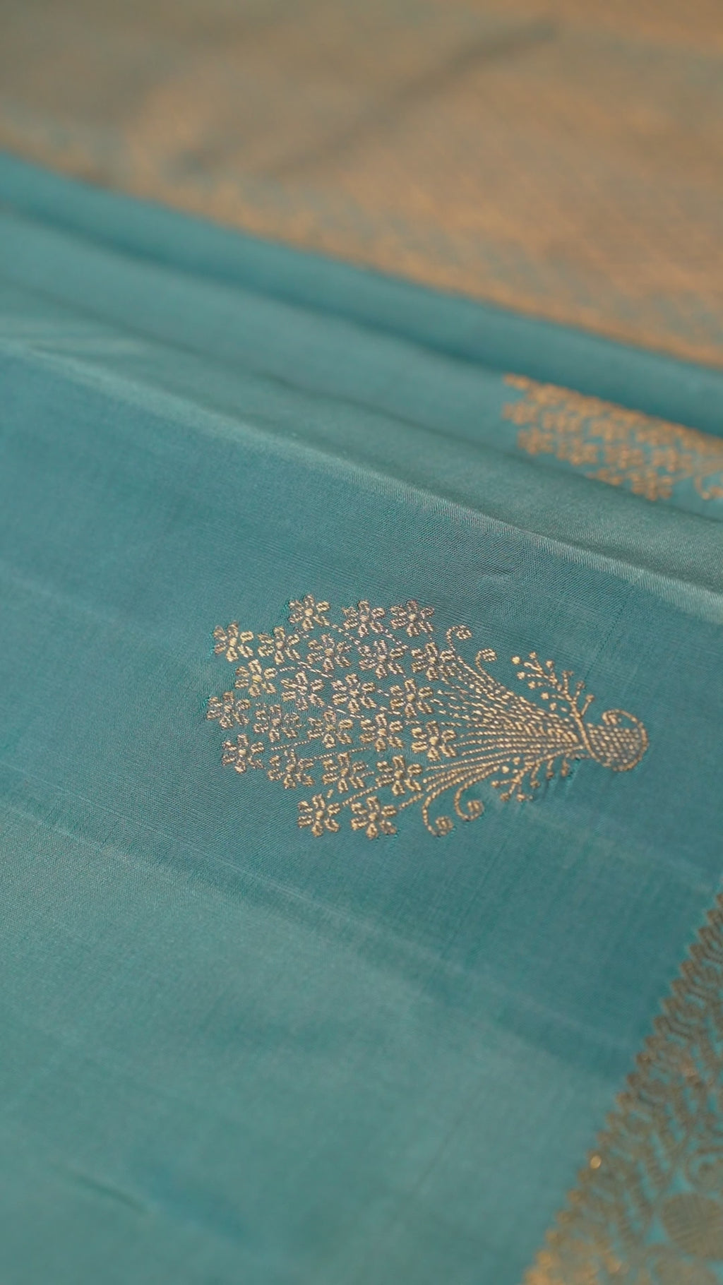 Teal Pure Silk Kanchipuram Pattu Saree