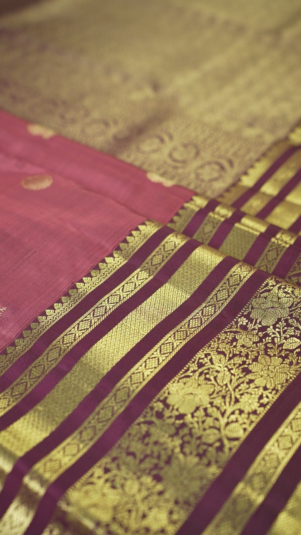 Rose Brown Pure Silk Kanchipuram Pattu Saree with Maroon Border