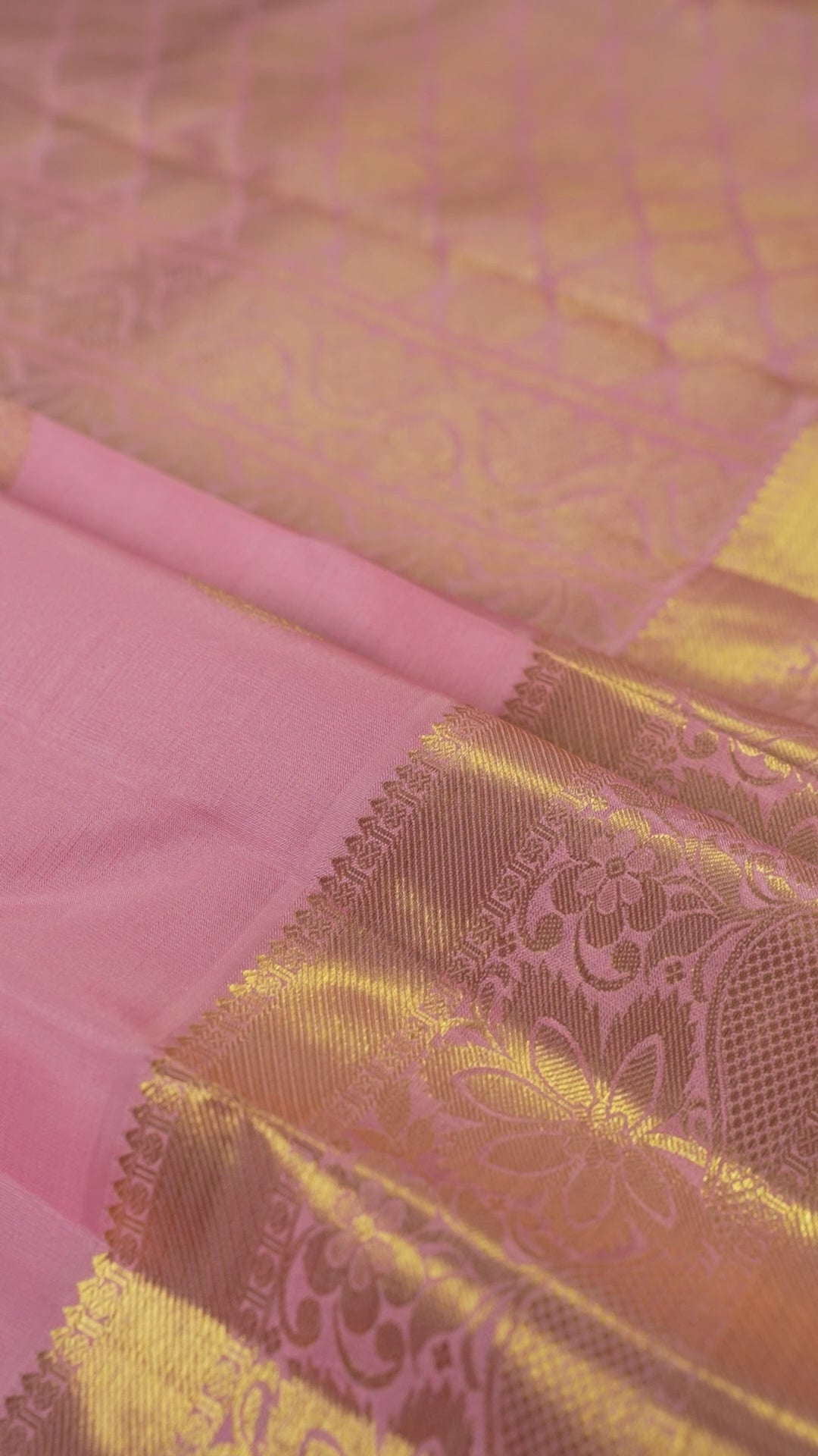 Baby Pink Pure Silk Kanchipuram Pattu Saree with Baby Pink Border