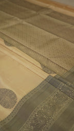 Beige Pure Silk Kanchipuram Pattu Saree with Beige Border