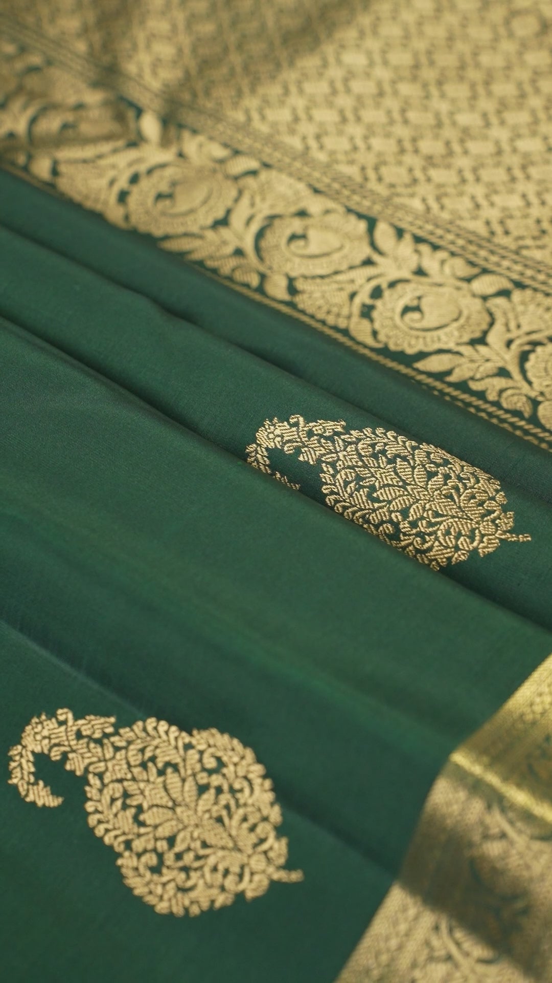 Bottle Green Pure Silk Kanchipuram Pattu Saree