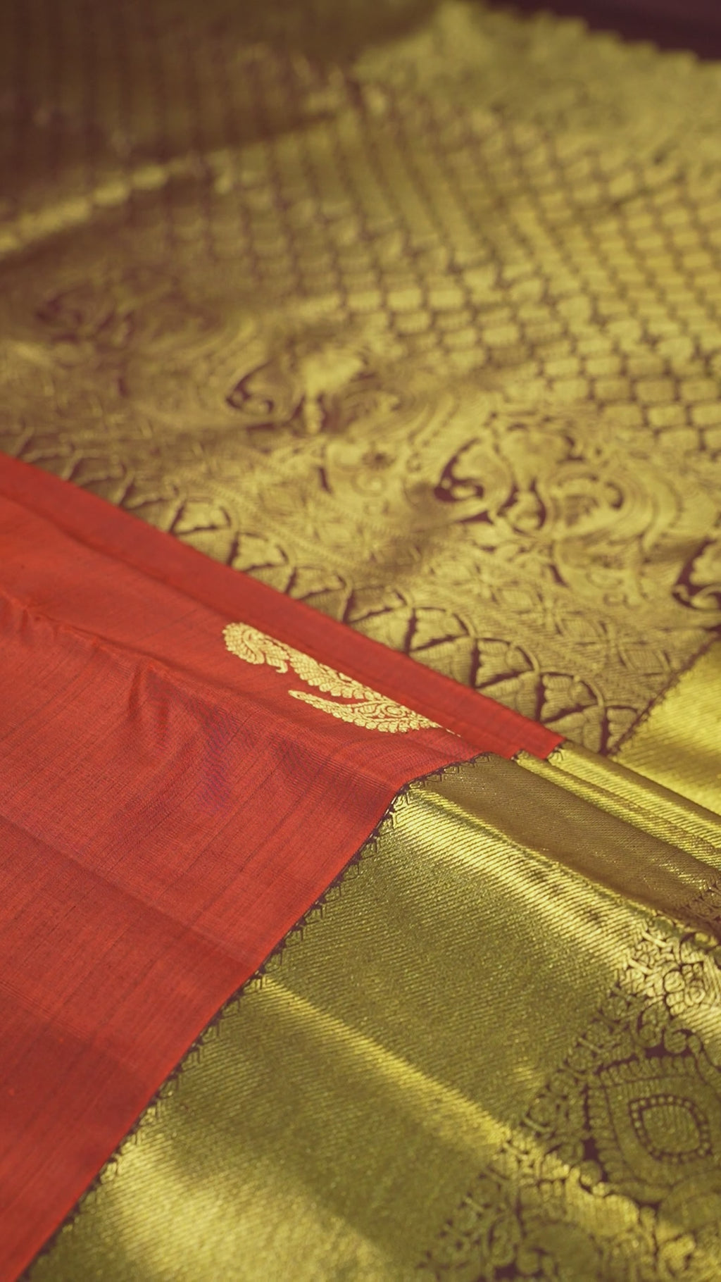 Rust Pure Silk Kanchipuram Pattu Saree with Chocolate Border