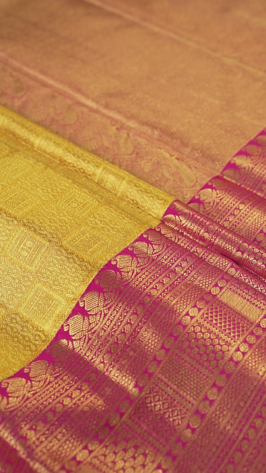 Gold Pure Silk Kanchipuram Pattu Saree with Red Border