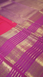 Crimson Red Pure Silk Kanchipuram Pattu Saree with Magenta Border