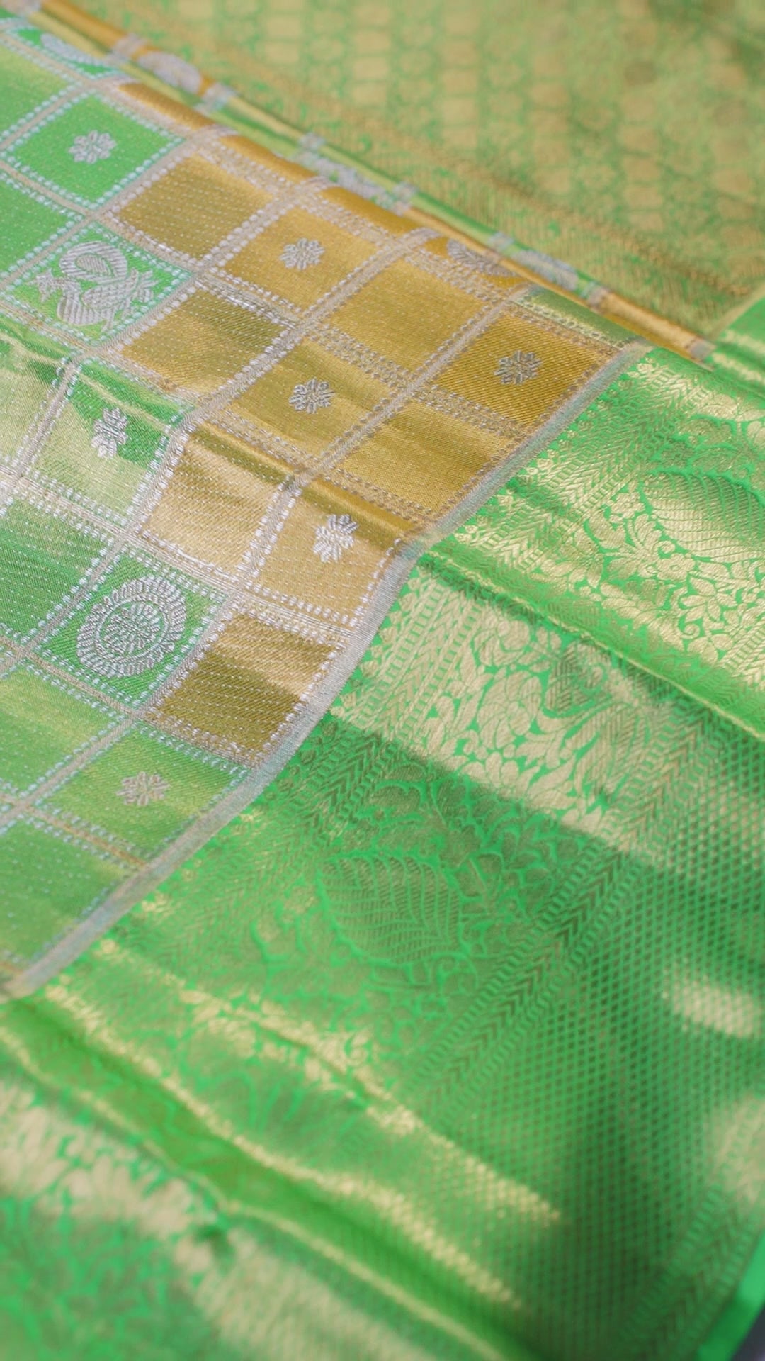 Yellow Pure Silk Kanchipuram Pattu Saree with Green Border